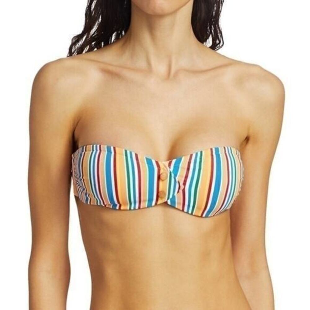 Onia Allegra Strapless Jungle Striped Multicolor Bikini Swim Top Size Medium NWT